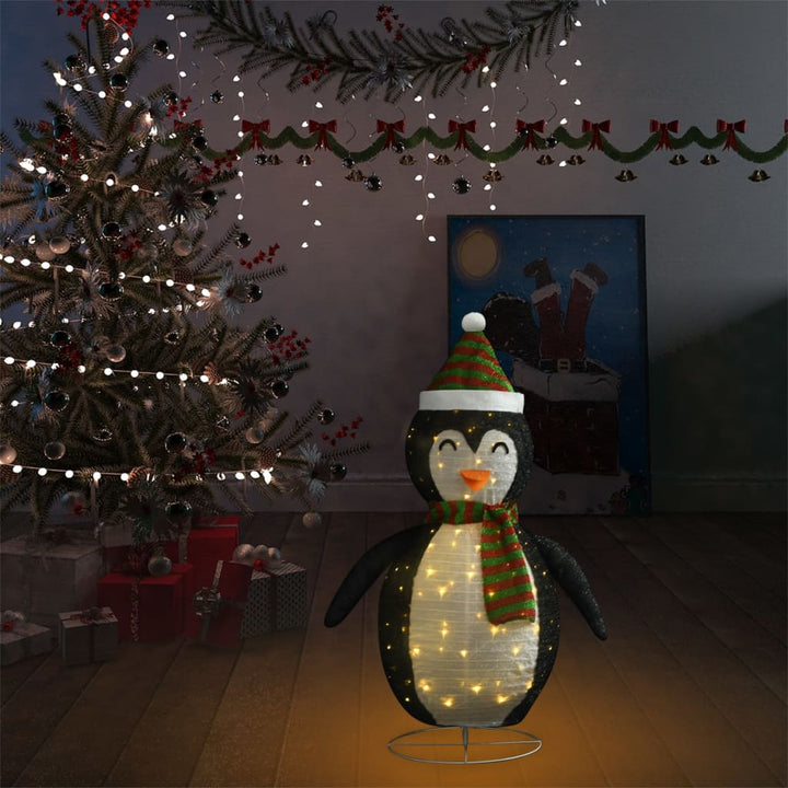 Kerstpinguïn decoratief LED 90 cm luxe stof - Griffin Retail