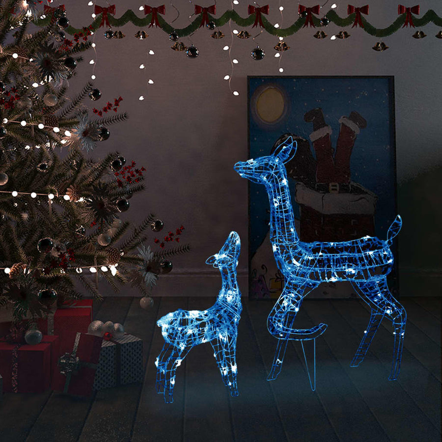 Kerstversiering rendierfamilie 160 LED's blauw acryl - Griffin Retail