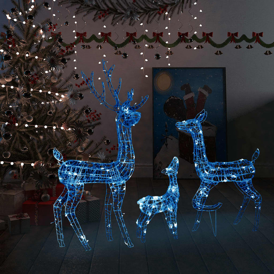 Kerstversiering rendierfamilie 300 LED's blauw acryl - Griffin Retail