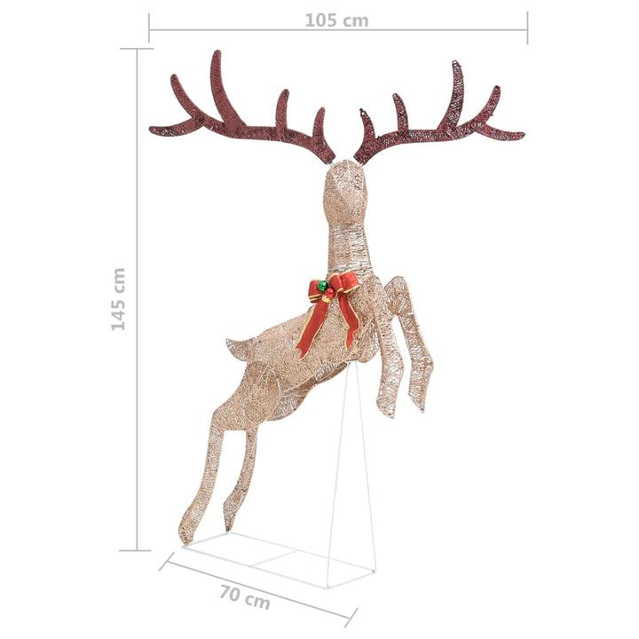 Kerstversiering vliegend rendier warmwit 120 LED's goudkleurig - Griffin Retail