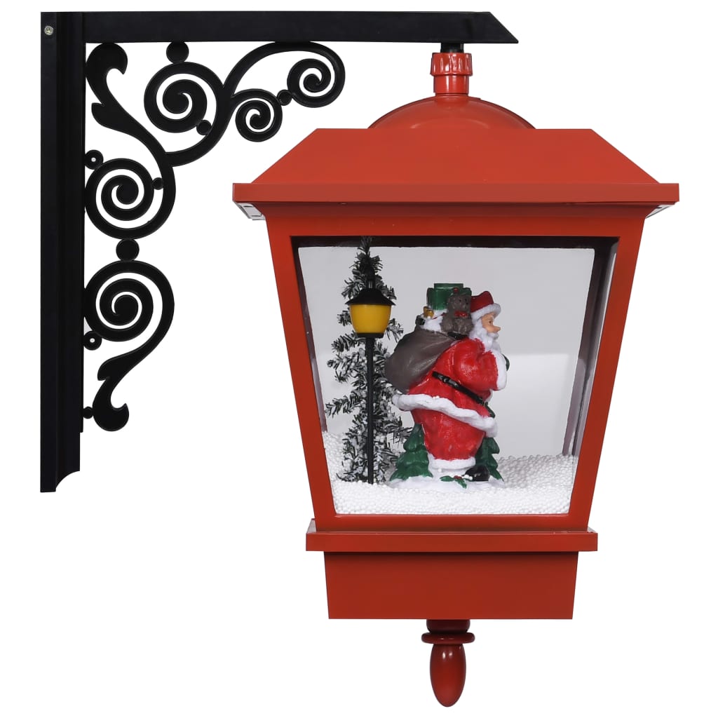 Kerstwandlamp met LED-lampjes en kerstman 40x27x45 cm rood - Griffin Retail