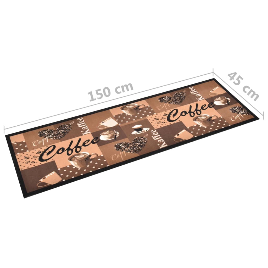 Keukenmat wasbaar Coffee 45x150 cm bruin - Griffin Retail