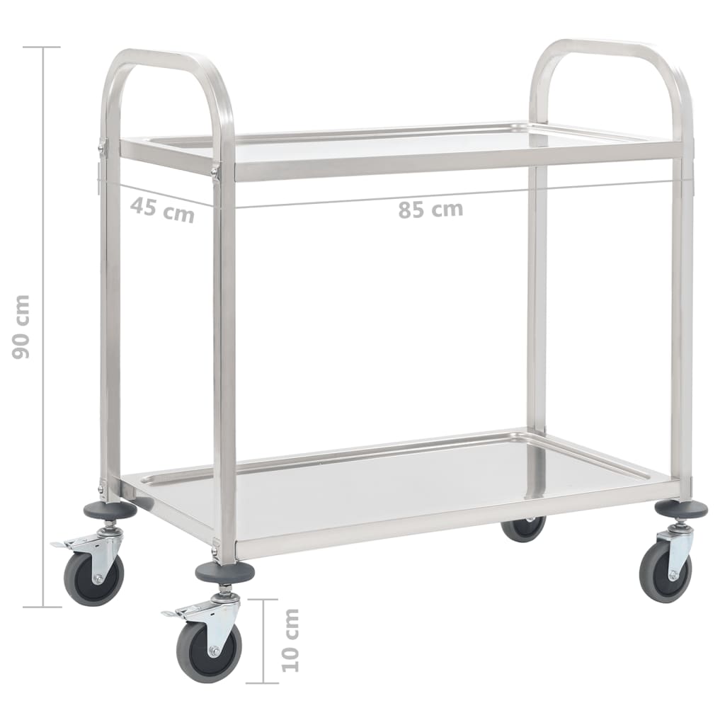 Keukentrolley 2-laags 107x55x90 cm roestvrij staal - Griffin Retail