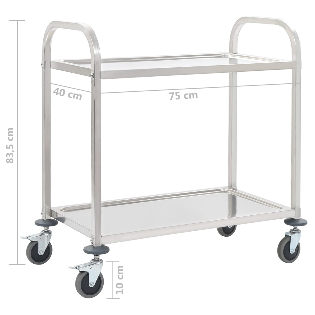 Keukentrolley 2-laags 87x45x83,5 cm roestvrij staal - Griffin Retail