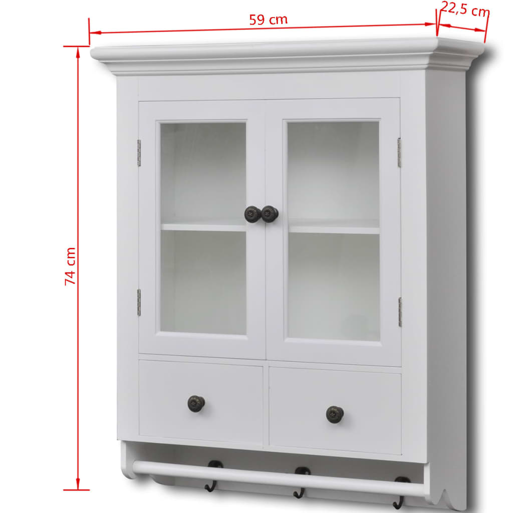 Keukenwandkast met glazen deur hout wit - Griffin Retail