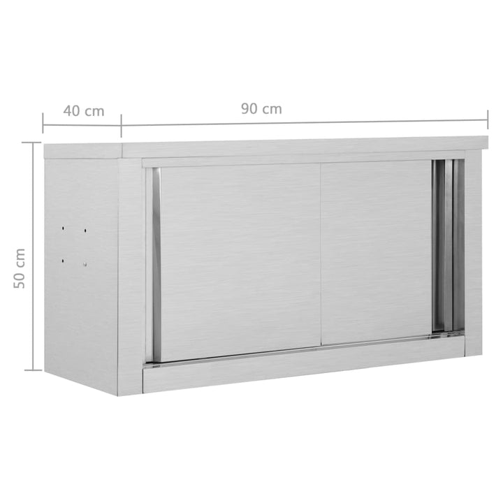 Keukenwandkast met schuifdeuren 90x40x50 cm roestvrij staal - Griffin Retail