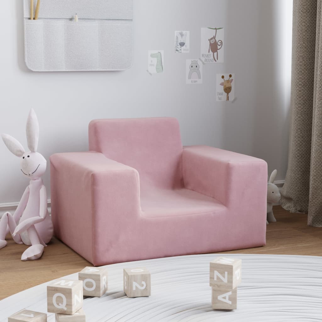 Kinderbank zacht pluche roze - Griffin Retail