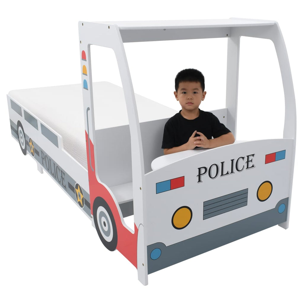 Kinderbed politieauto met traagschuim matras 90x200 cm - Griffin Retail