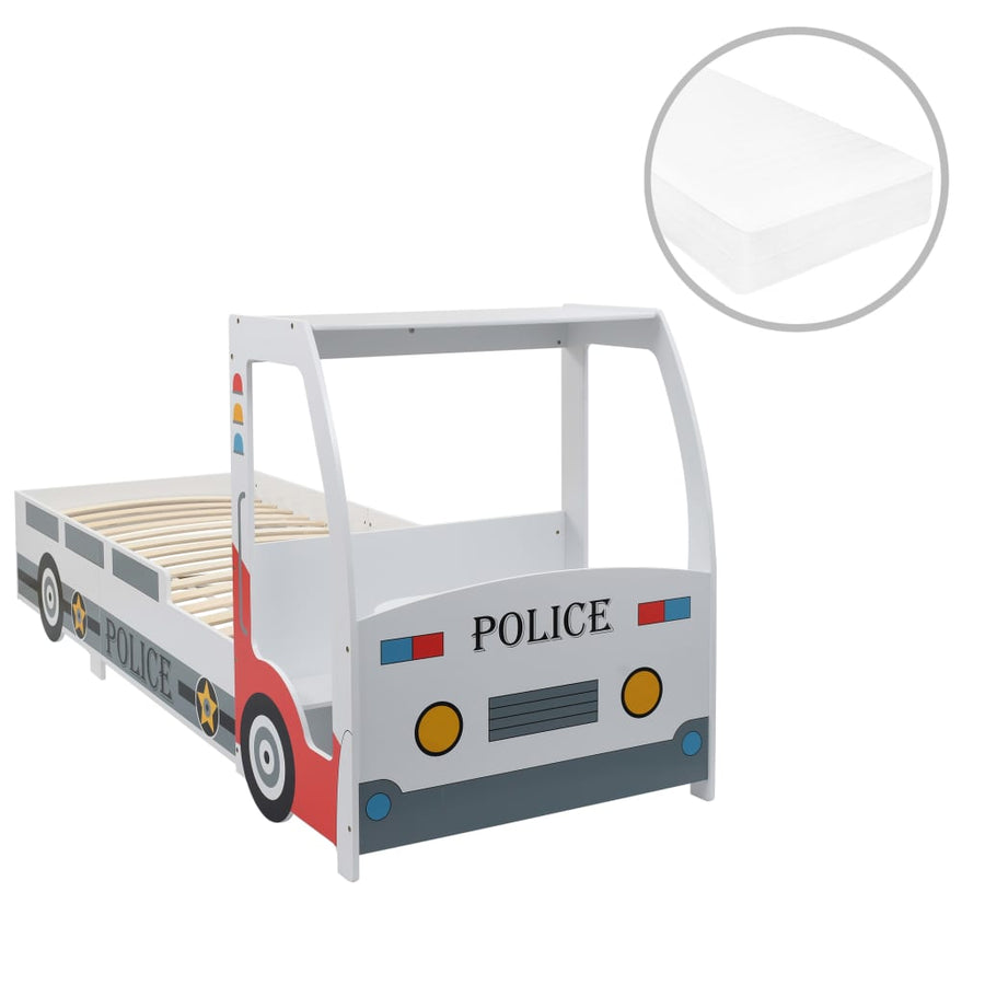 Kinderbed politieauto met traagschuim matras 90x200 cm - Griffin Retail