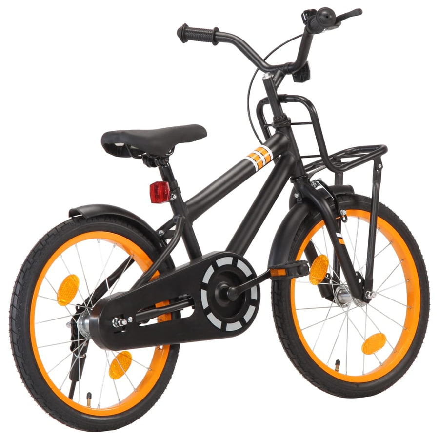 Kinderfiets met voordrager 18 inch zwart en oranje - Griffin Retail