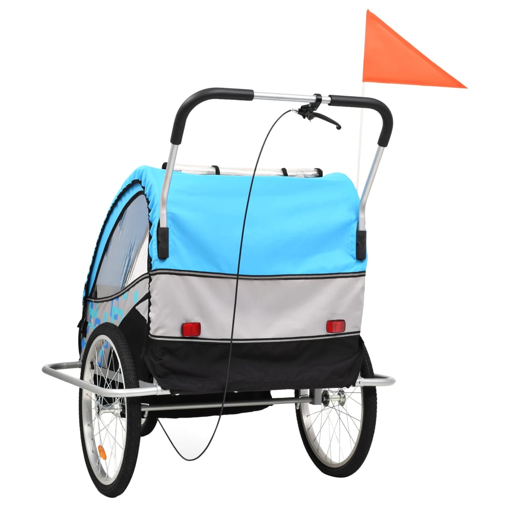 Kinderfietskar en wandelwagen 2-in-1 blauw en grijs - Griffin Retail