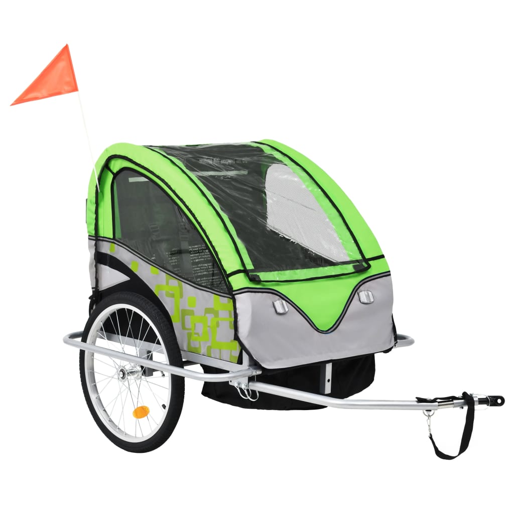 Kinderfietskar en wandelwagen 2-in-1 groen en grijs - Griffin Retail