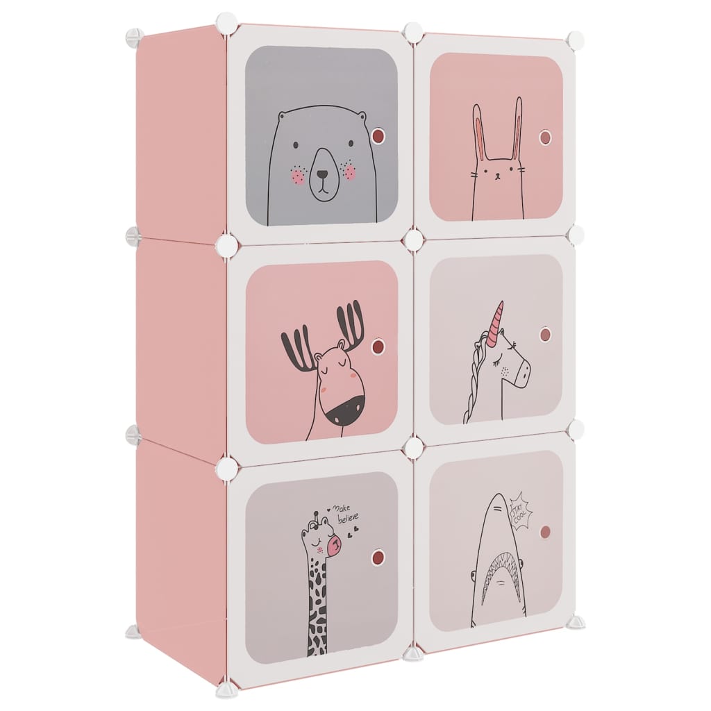 Kinderopbergmeubel met 6 vakken polypropeen roze - Griffin Retail