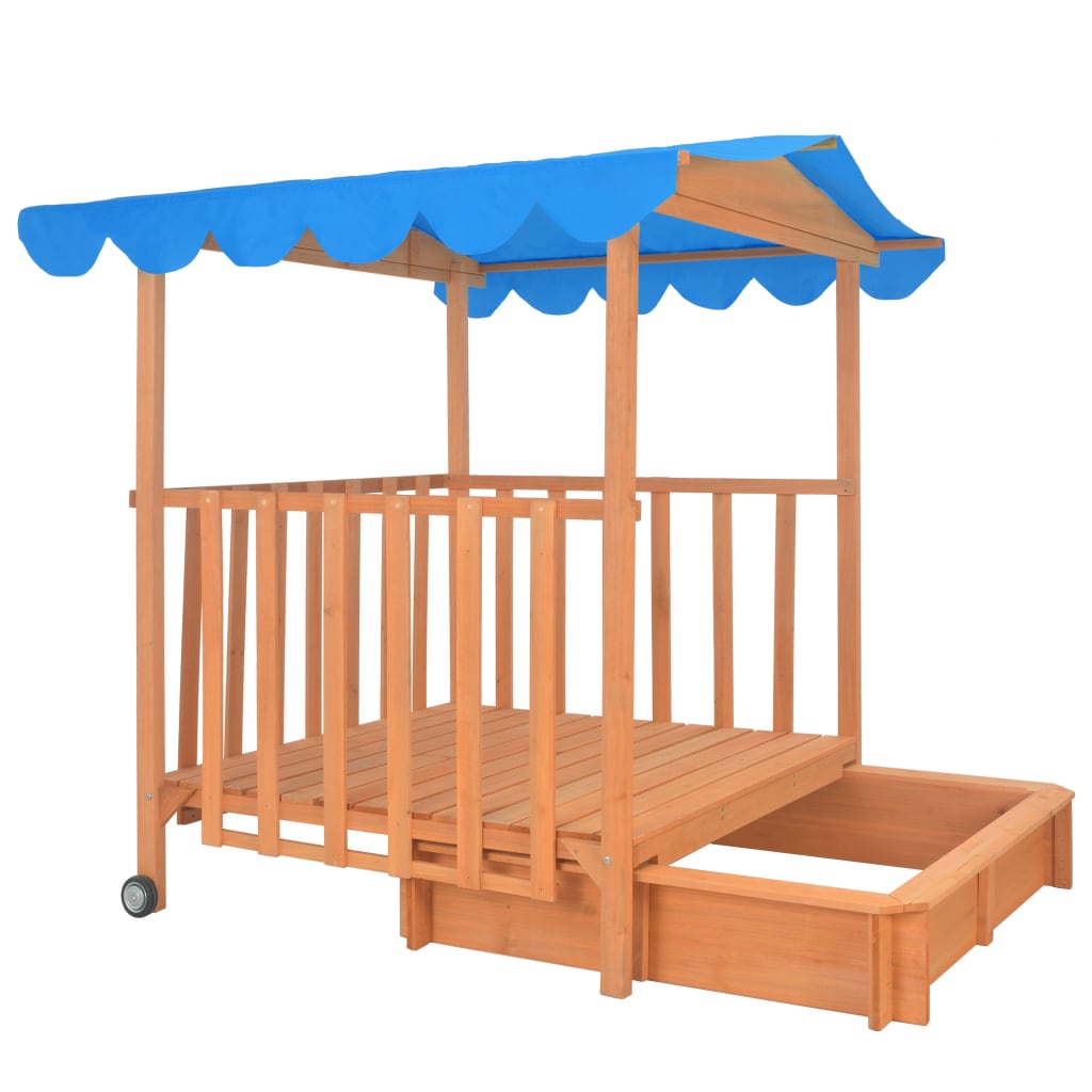 Kinderspeelhuis met zandbak UV50 vurenhout blauw - Griffin Retail