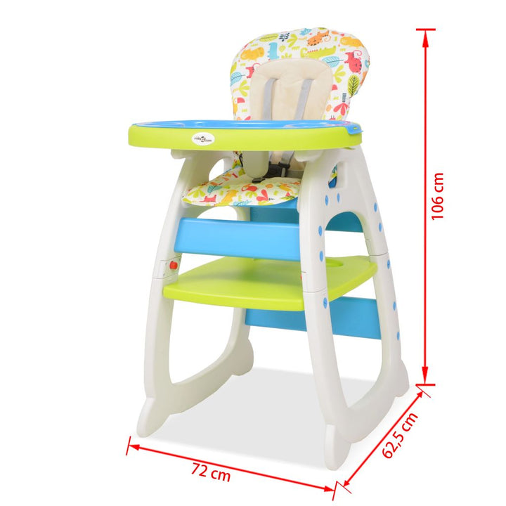 Kinderstoel met blad 3-in-1 verstelbaar blauw en groen - Griffin Retail