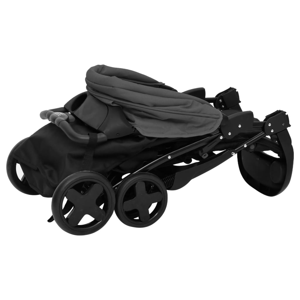 Kinderwagen 3-in-1 staal donkergrijs en zwart - Griffin Retail