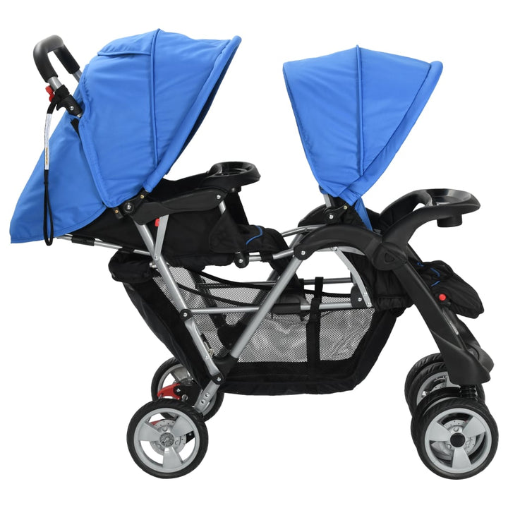 Kinderwagen dubbel staal blauw en zwart - Griffin Retail