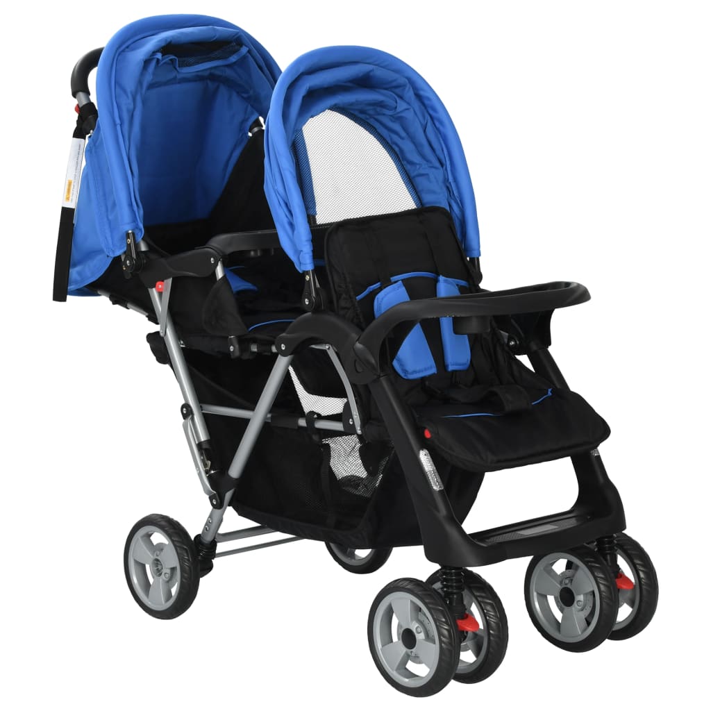 Kinderwagen dubbel staal blauw en zwart - Griffin Retail