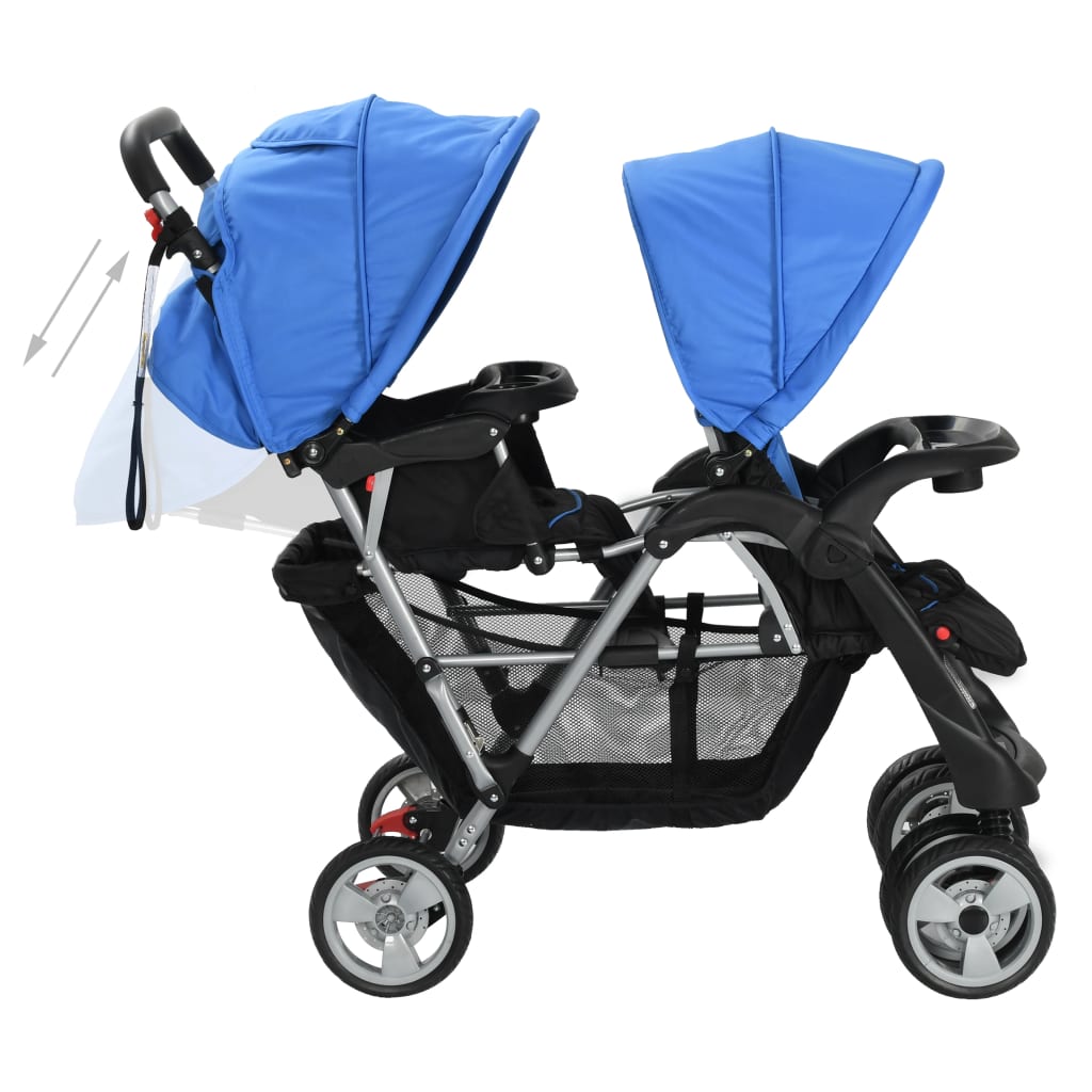 Kinderwagen dubbel staal blauw en zwart - Griffin Retail