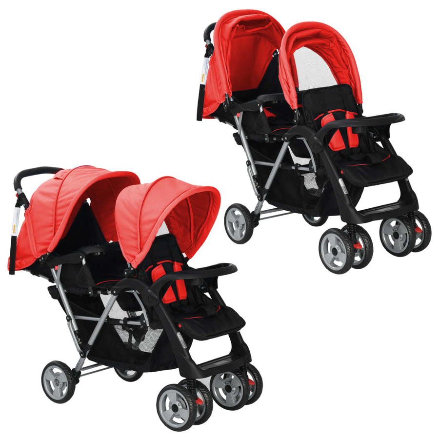 Kinderwagen dubbel staal rood en zwart - Griffin Retail