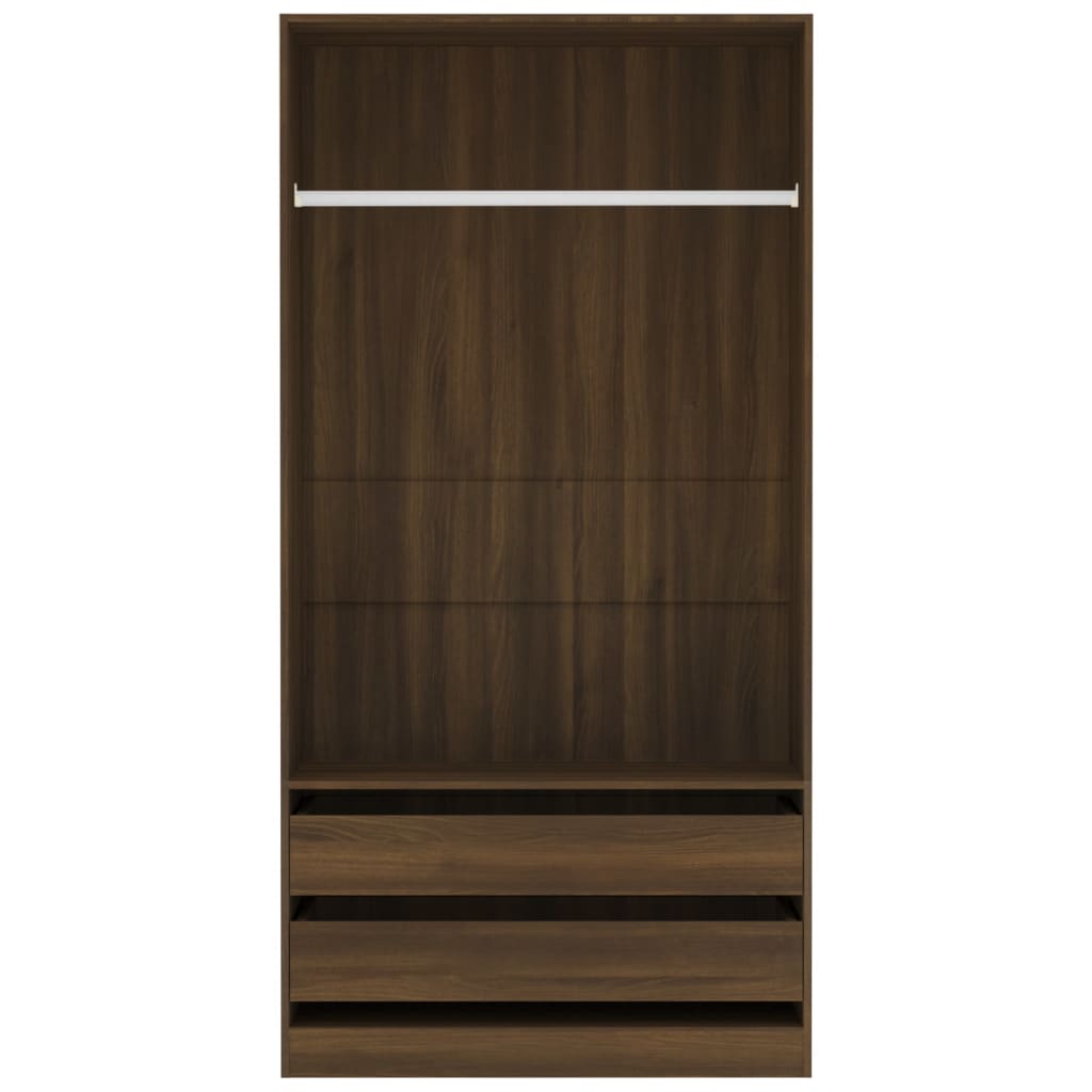 Kledingkast 100x50x200 cm bewerkt hout bruineikenkleurig - Griffin Retail