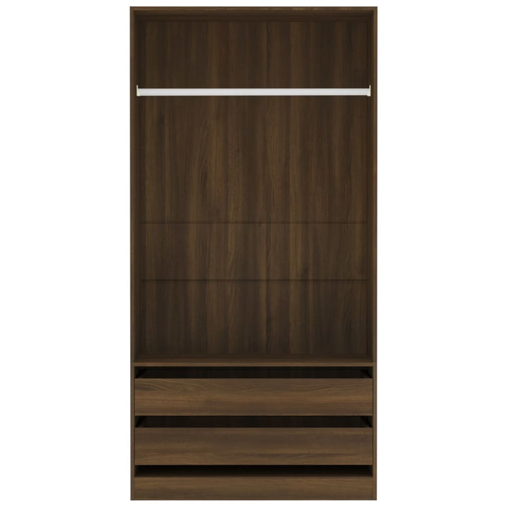 Kledingkast 100x50x200 cm bewerkt hout bruineikenkleurig - Griffin Retail