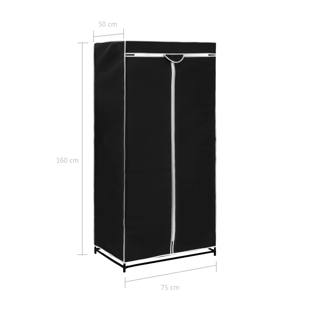 Kledingkast 75x50x160 cm zwart - Griffin Retail