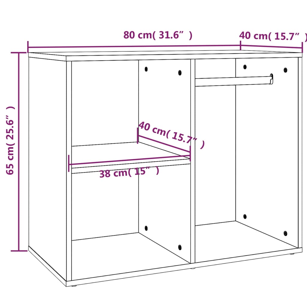 Kledingkast 80x40x65 cm bewerkt hout wit - Griffin Retail