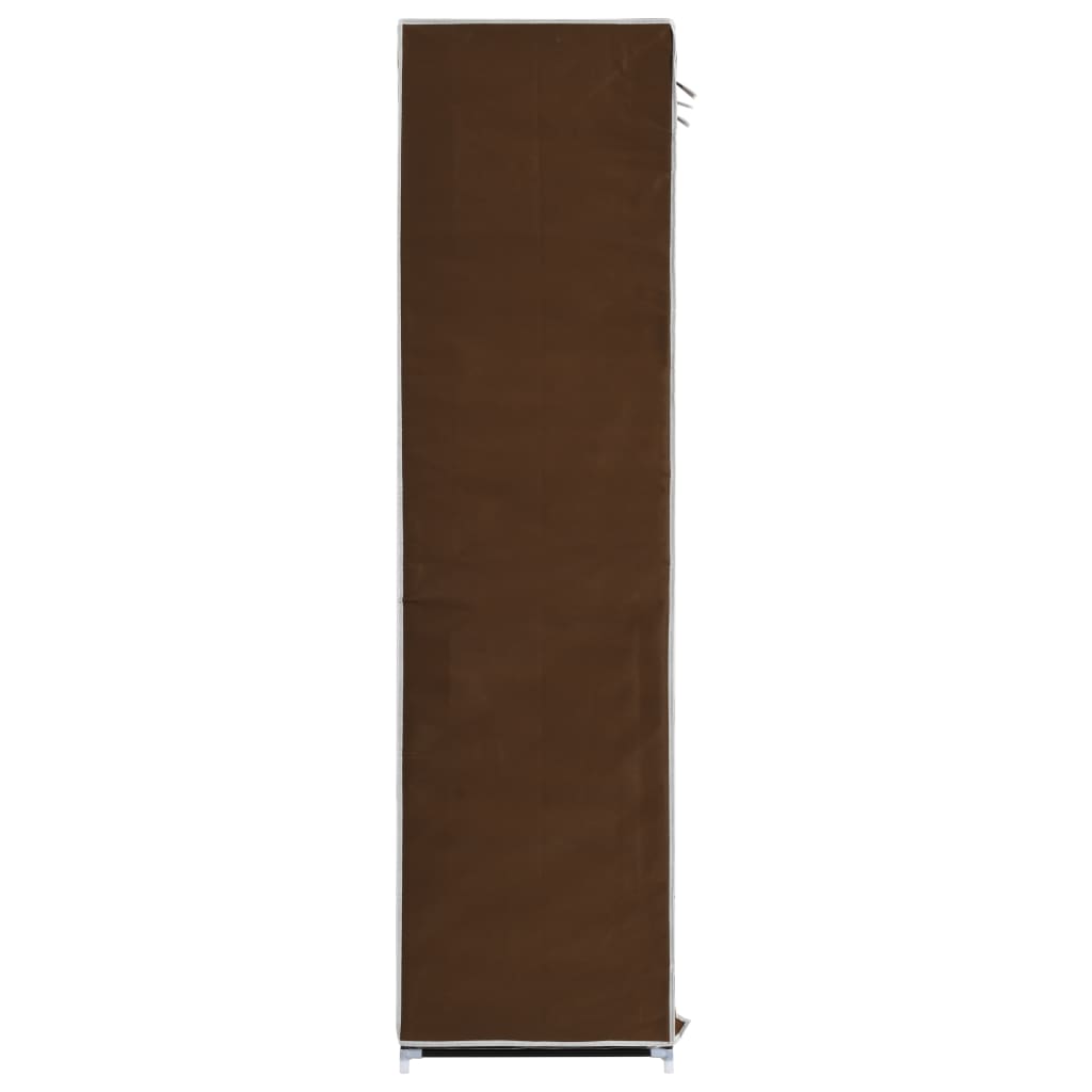 Kledingkast met vakken en stangen 150x45x175 cm stof bruin - Griffin Retail