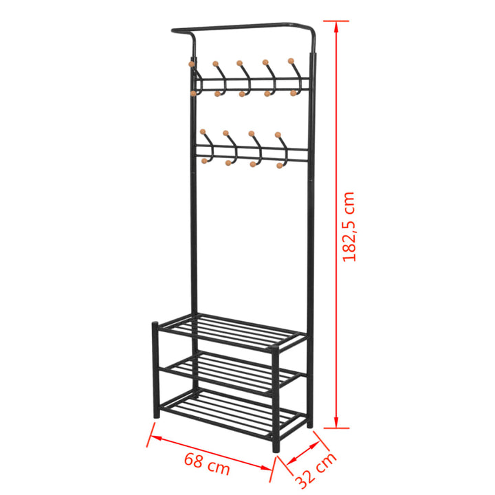 Kledingrek met schoenenopberger 68x32x182,5 cm zwart - Griffin Retail