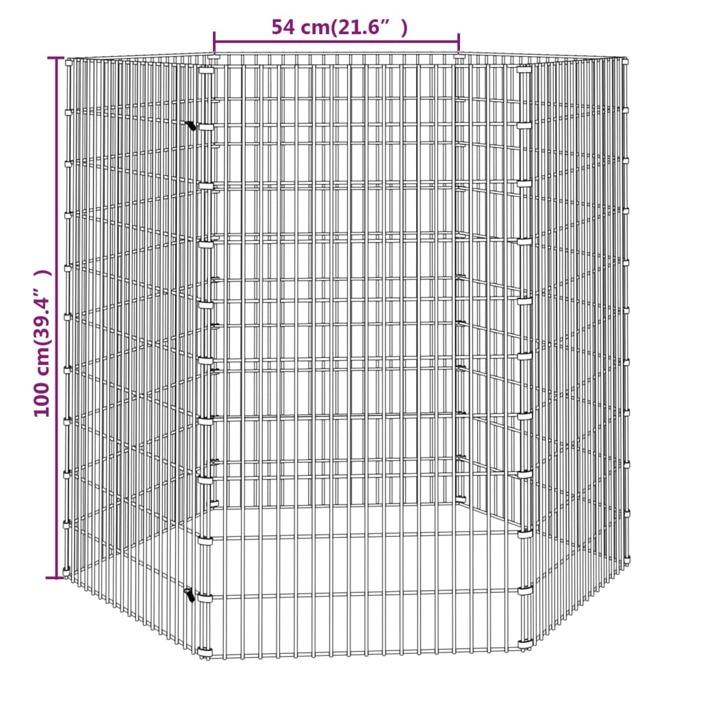 Konijnenkooi met 6 panelen 54x100 cm gegalvaniseerd ijzer - Griffin Retail