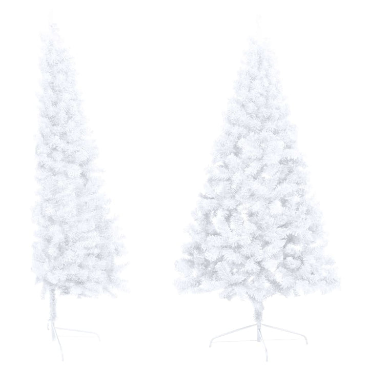 Kunstkerstboom half met LED's en kerstballen 210 cm wit - Griffin Retail