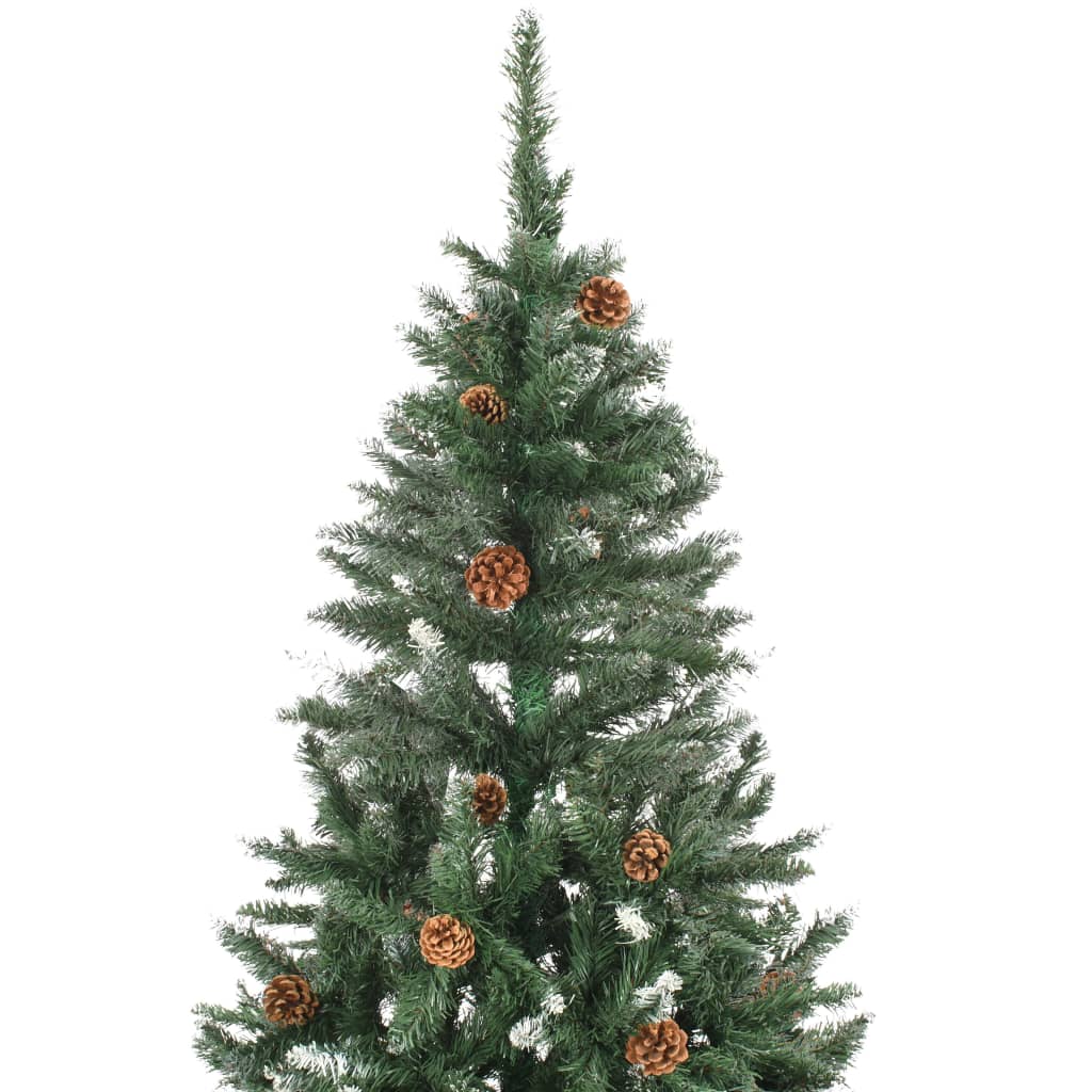 Kunstkerstboom met dennenappels en wit glitter 210 cm - Griffin Retail