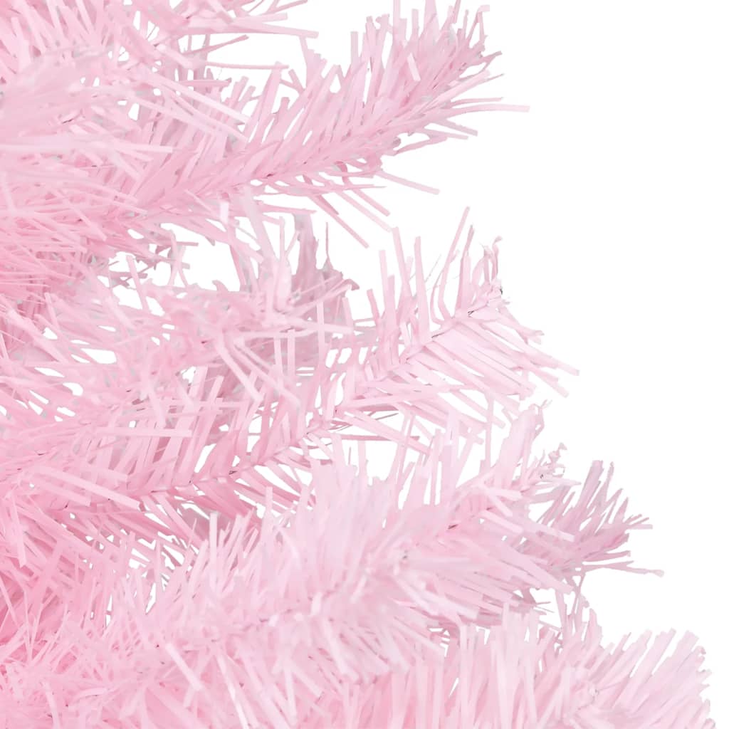 Kunstkerstboom met LED's en kerstballen 120 cm PVC roze - Griffin Retail