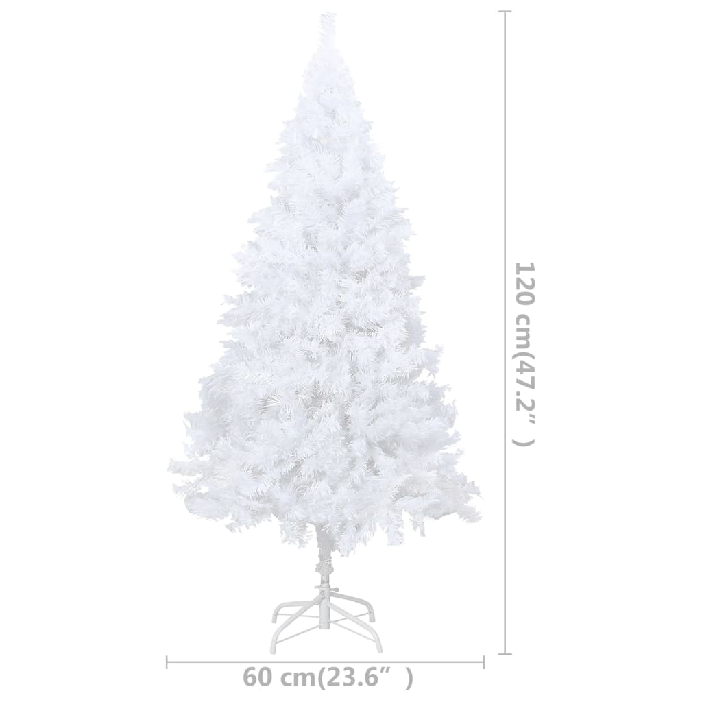 Kunstkerstboom met LED's en kerstballen 120 cm PVC wit - Griffin Retail