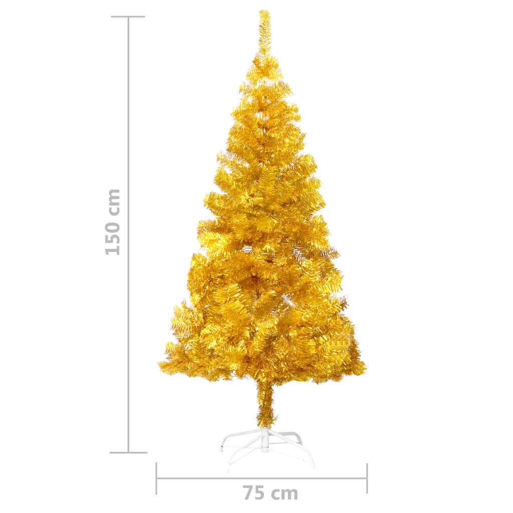 Kunstkerstboom met LED's en kerstballen 150 cm PET goudkleurig - Griffin Retail