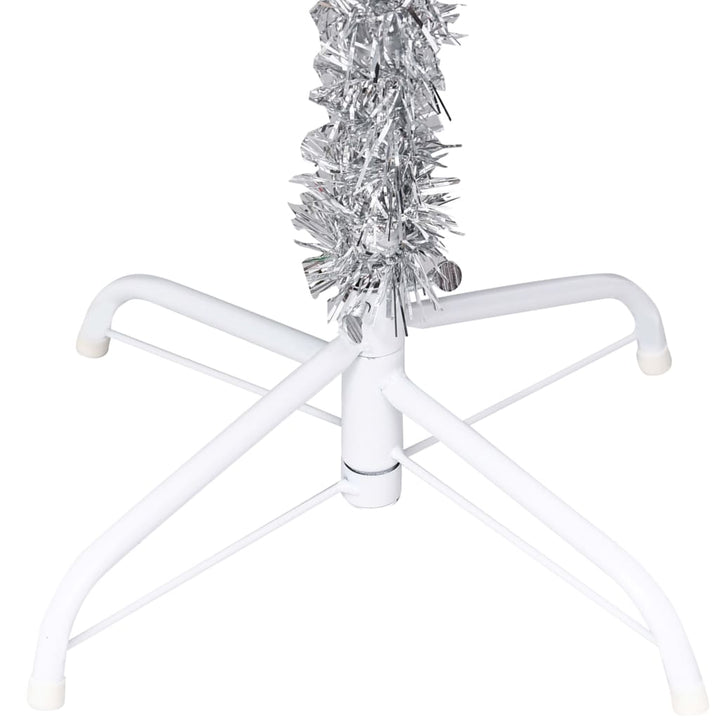 Kunstkerstboom met LED's en kerstballen 210 cm PET zilverkleur - Griffin Retail