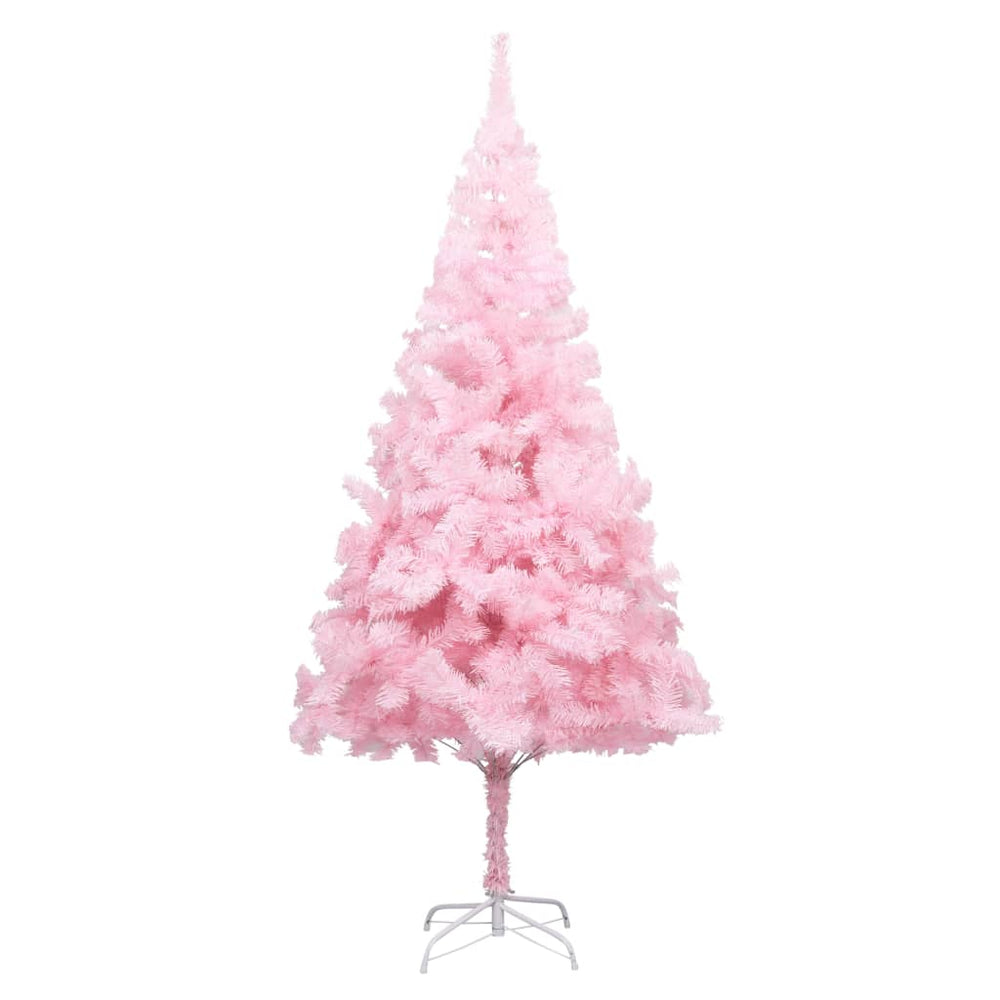 Kunstkerstboom met LED's en kerstballen 210 cm PVC roze - Griffin Retail