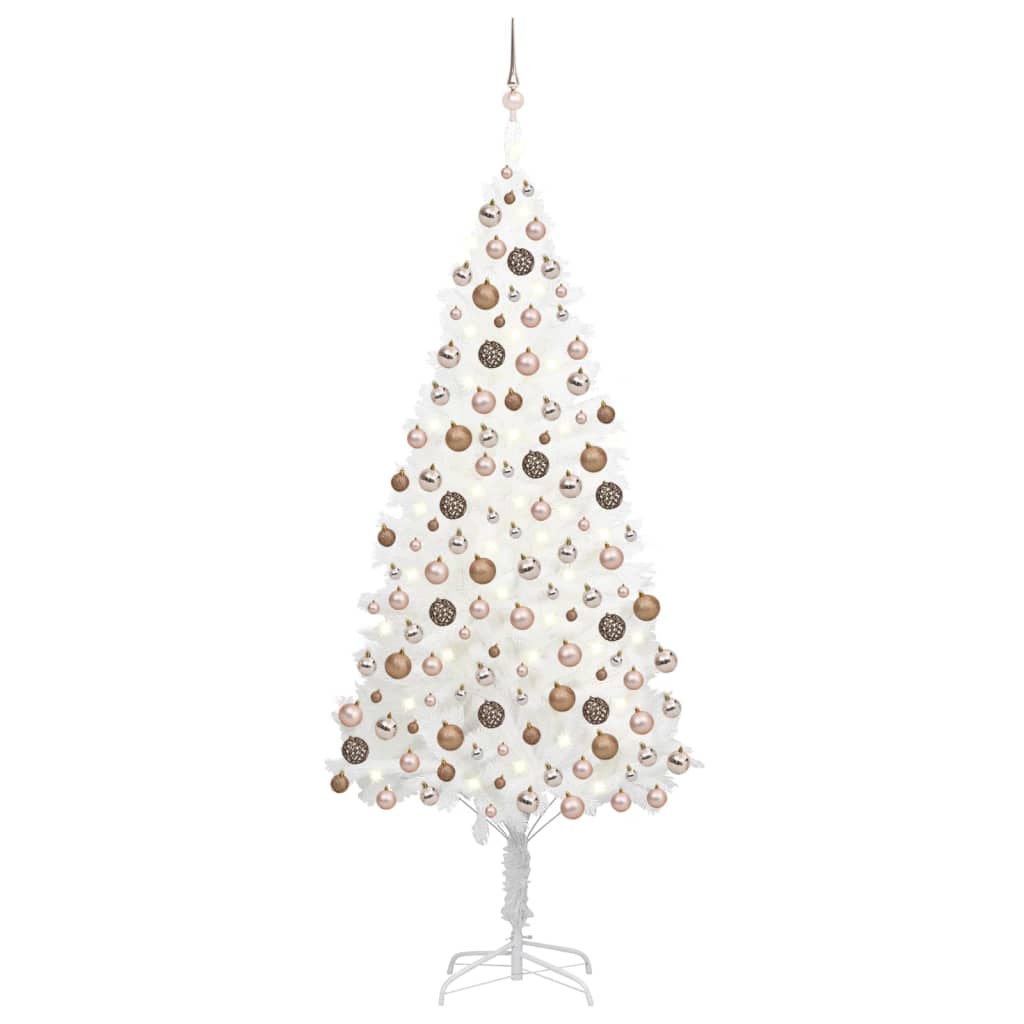 Kunstkerstboom met LED's en kerstballen 240 cm wit - Griffin Retail