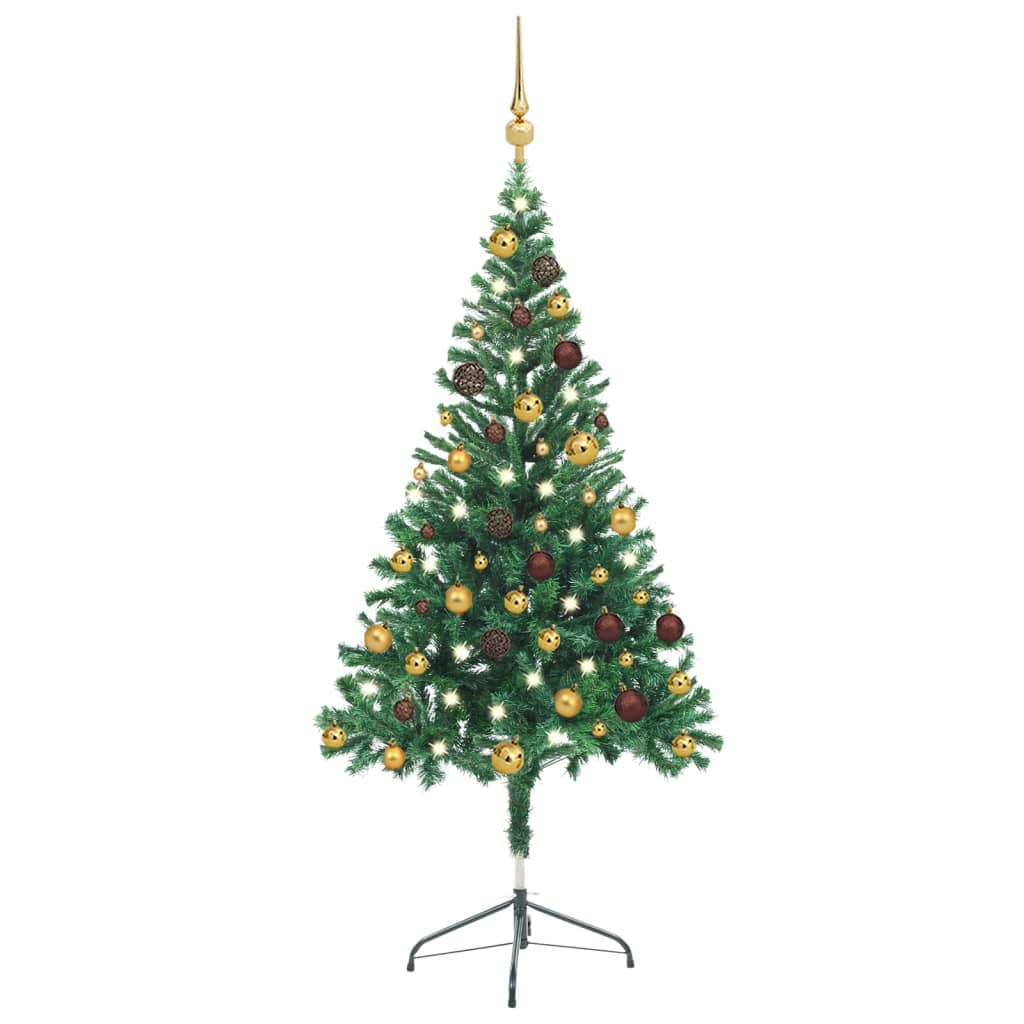 Kunstkerstboom met LED's en kerstballen 380 takken 150 cm - Griffin Retail