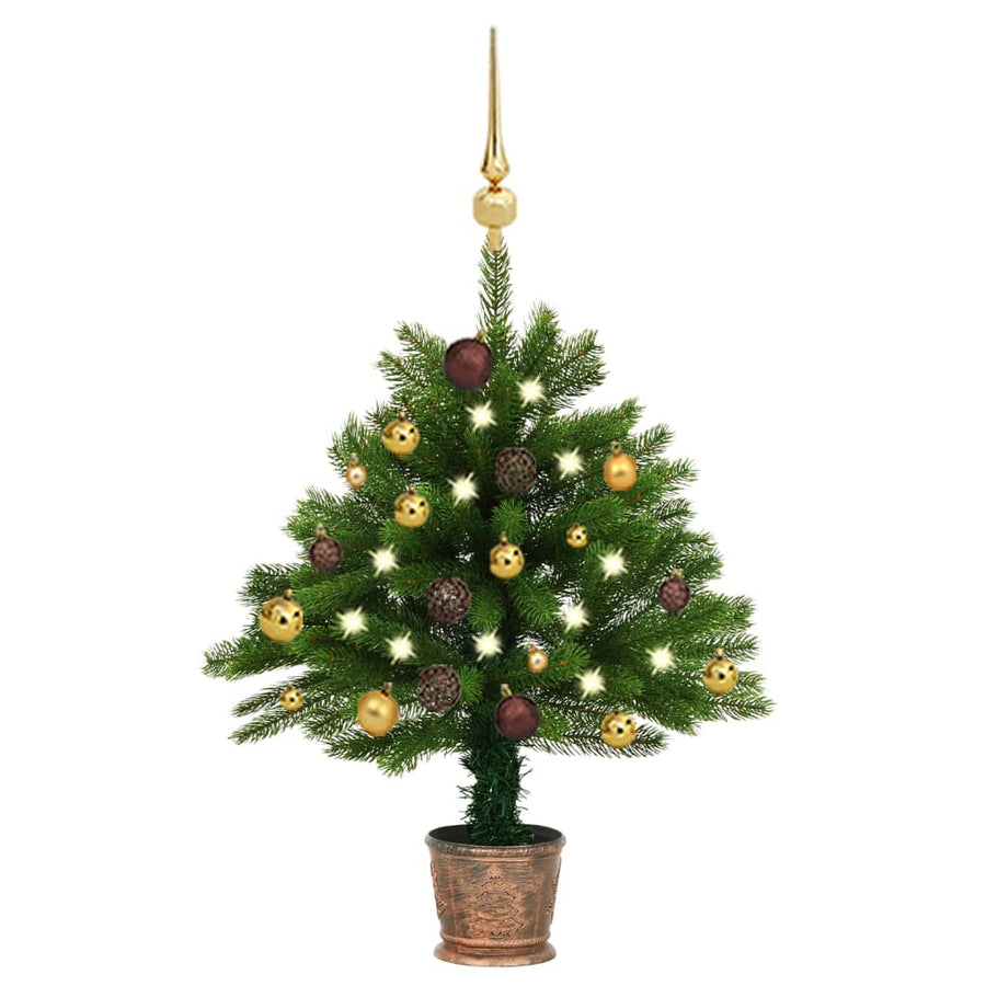 Kunstkerstboom met LED's en kerstballen 65 cm groen - Griffin Retail
