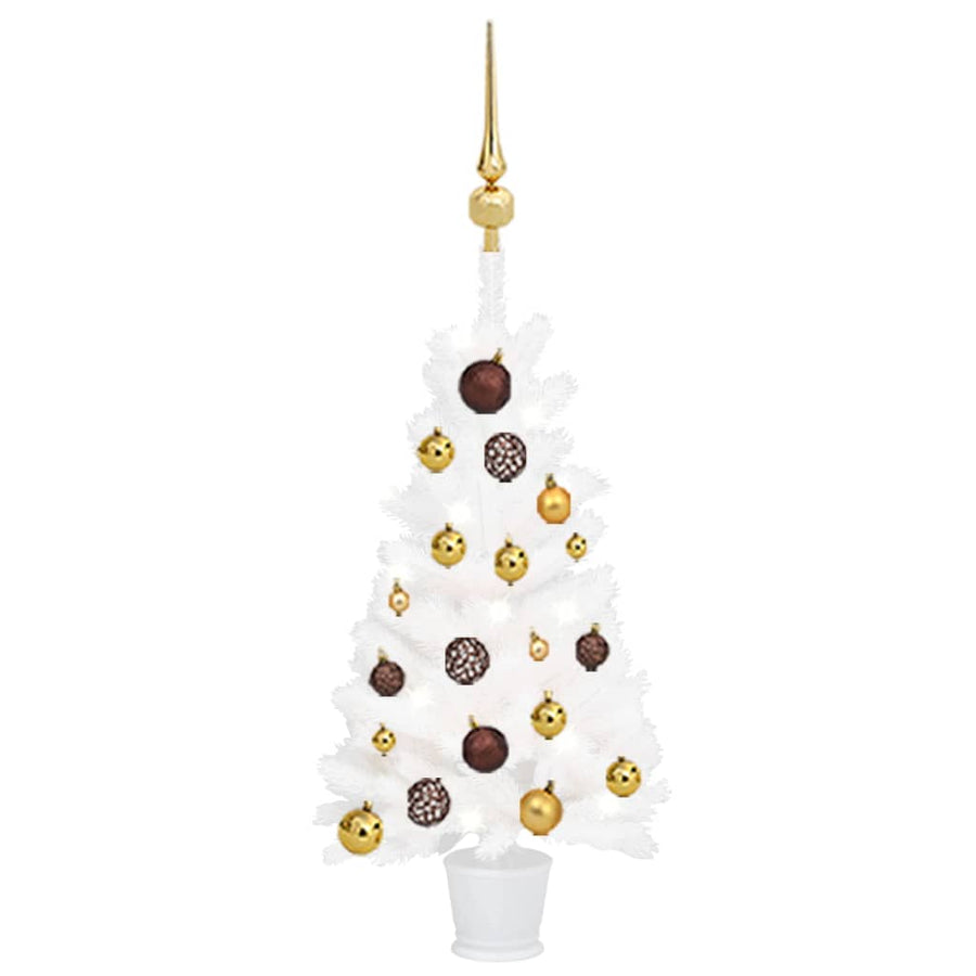 Kunstkerstboom met LED's en kerstballen 65 cm wit - Griffin Retail