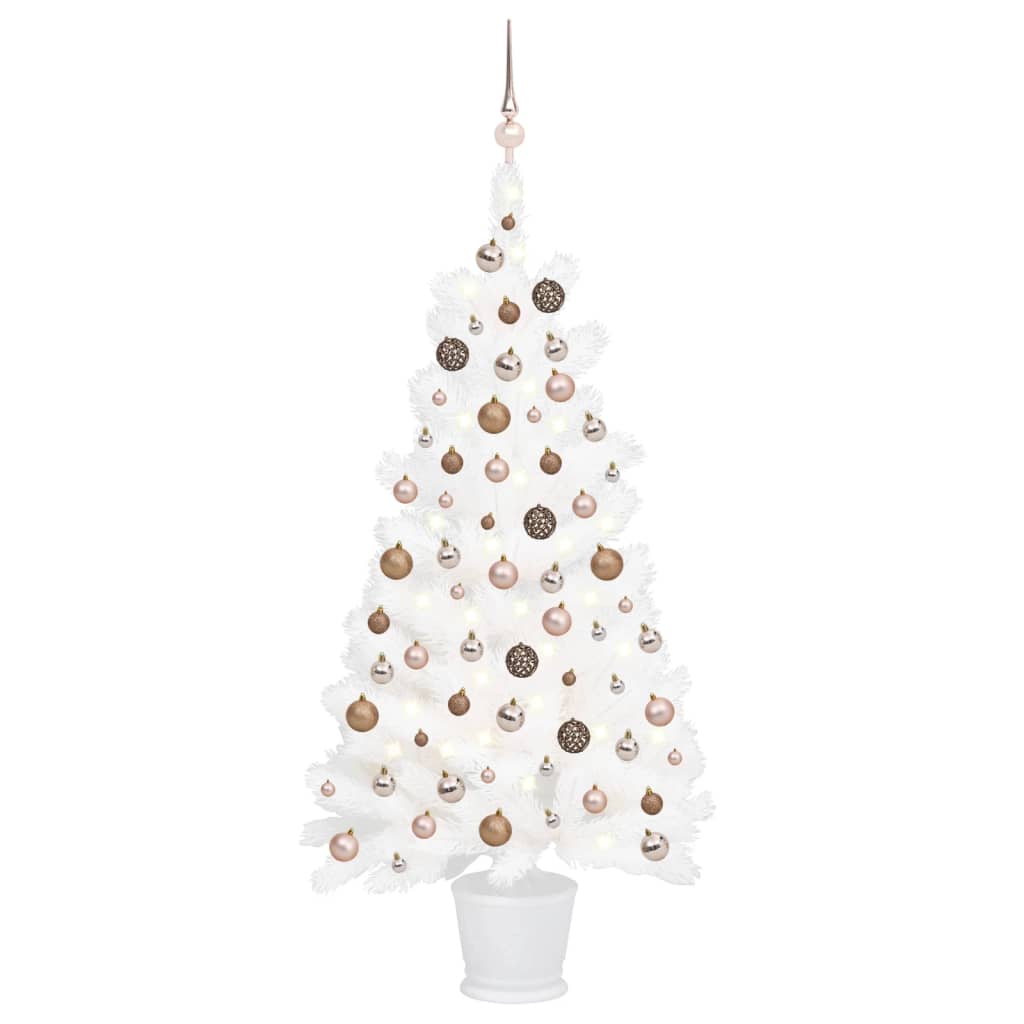 Kunstkerstboom met LED's en kerstballen 65 cm wit - Griffin Retail