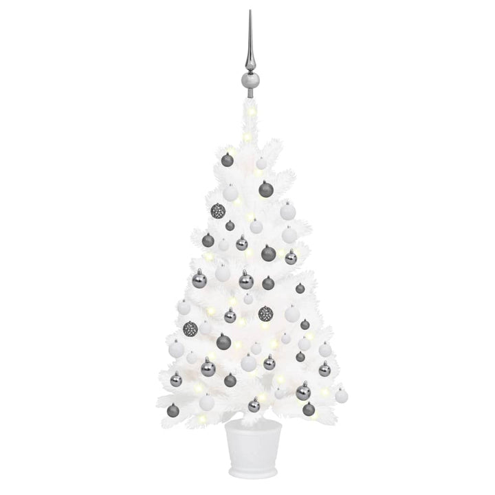 Kunstkerstboom met LED's en kerstballen 65 cm wit - Griffin Retail