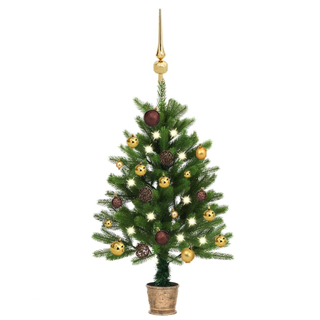 Kunstkerstboom met LED's en kerstballen 90 cm groen - Griffin Retail