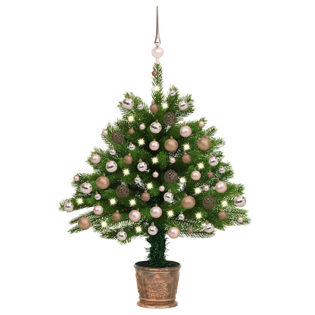 Kunstkerstboom met LED's en kerstballen 90 cm groen - Griffin Retail