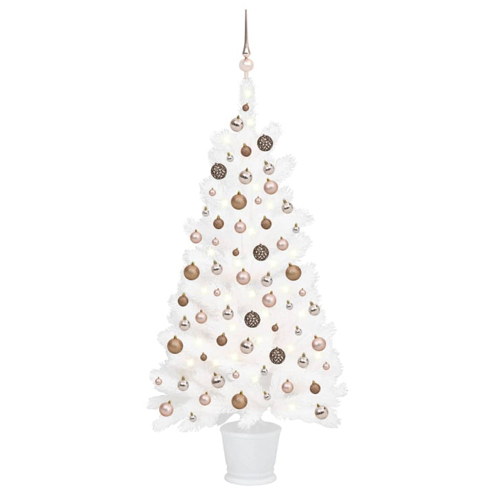 Kunstkerstboom met LED's en kerstballen 90 cm wit - Griffin Retail