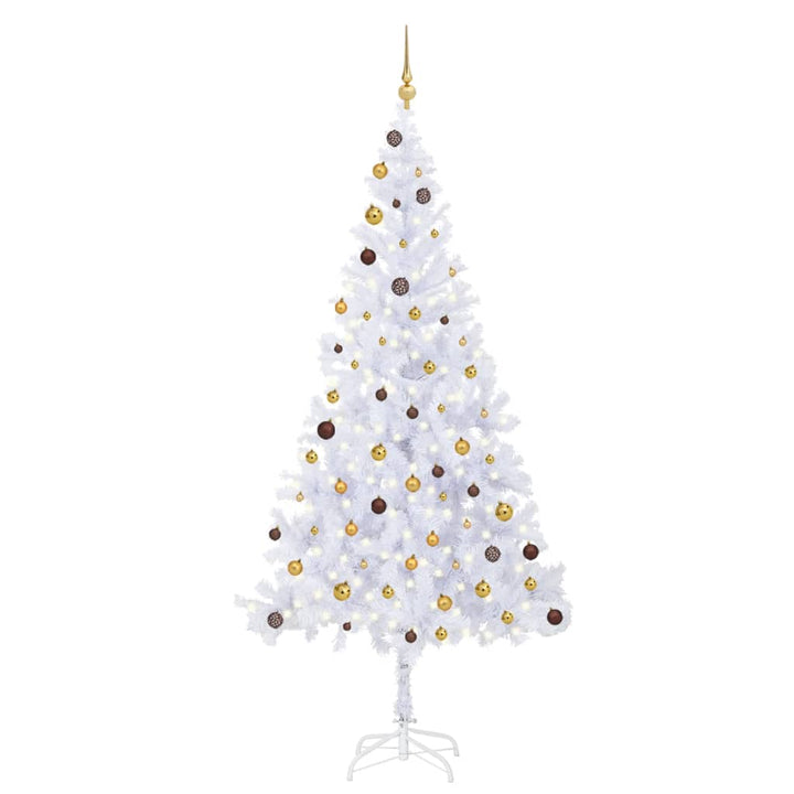 Kunstkerstboom met LED's en kerstballen 910 takken 210 cm - Griffin Retail