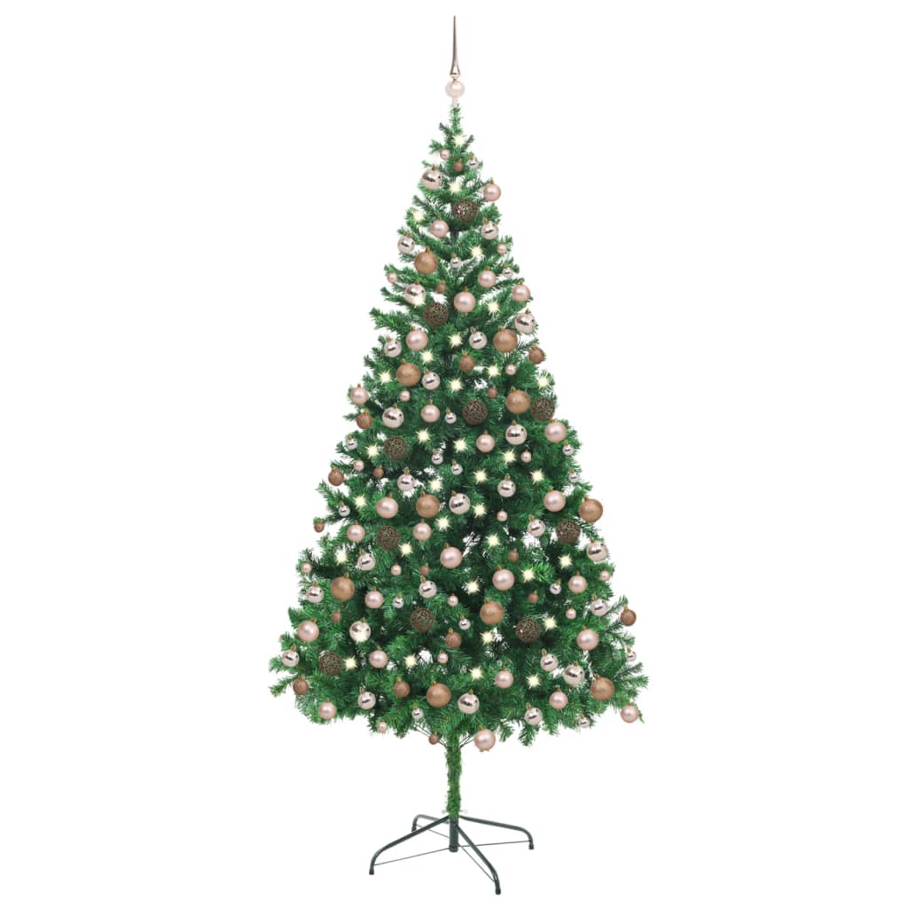 Kunstkerstboom met LED's en kerstballen 910 takken 210 cm - Griffin Retail