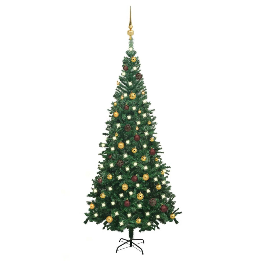 Kunstkerstboom met LED's en kerstballen L 240 cm groen - Griffin Retail